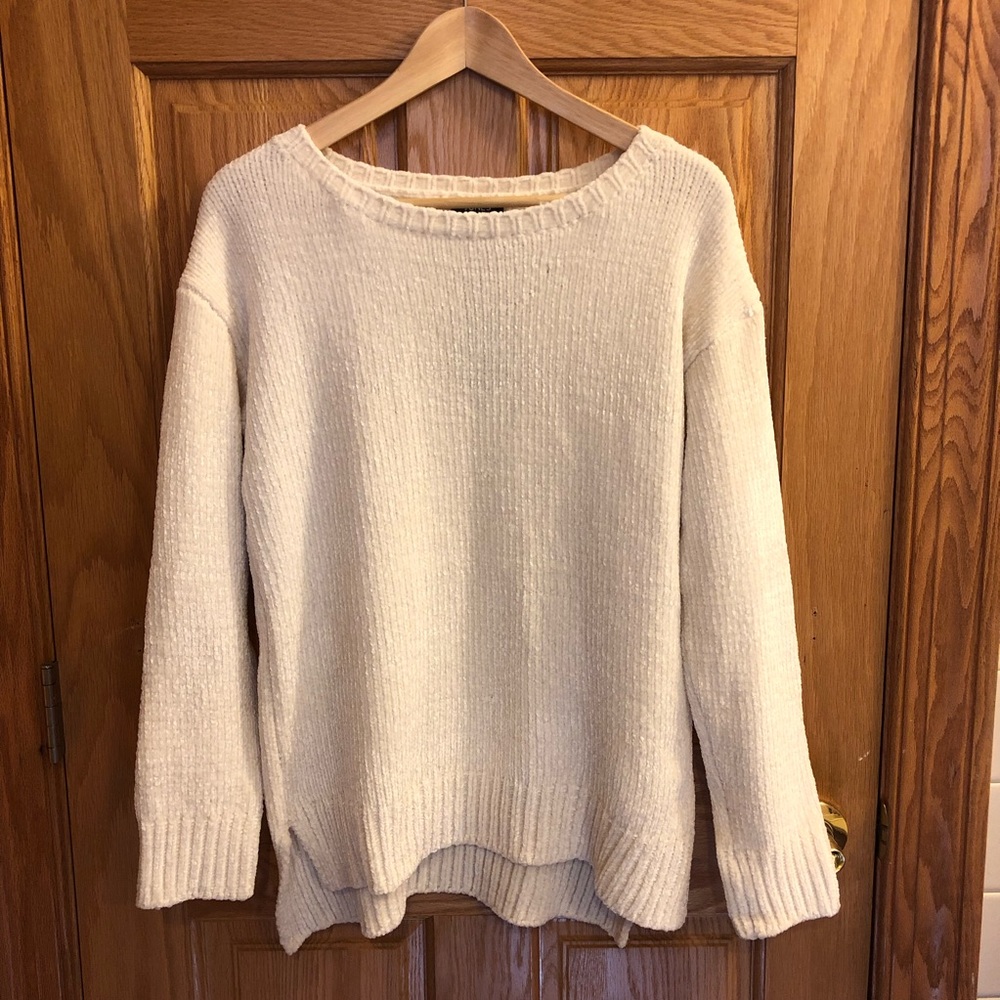 White chenille sweater